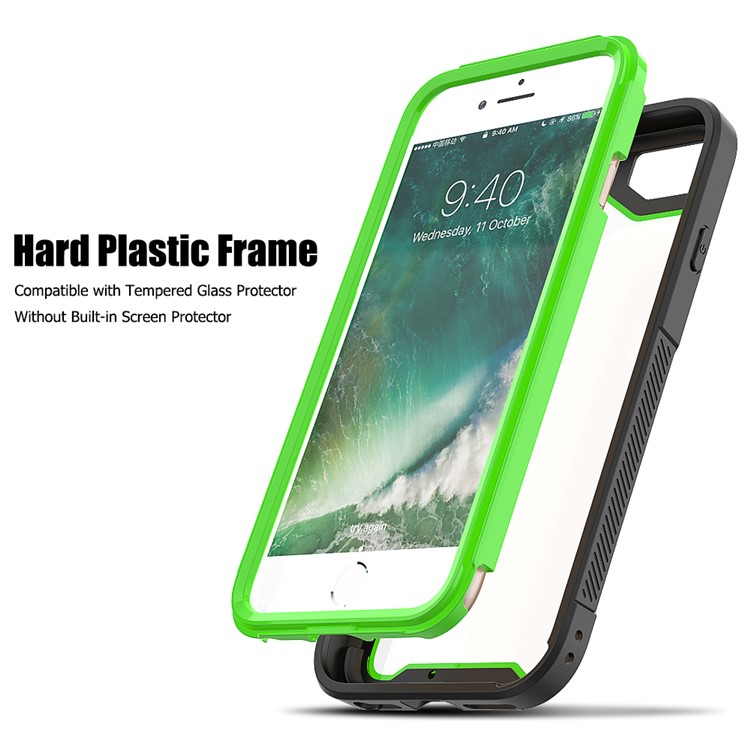 Non-slip TPU Bumper + PC + Acrylic Back Hybrid Case for iPhone 8/7/iPhone SE 2 (2020) - Green-3