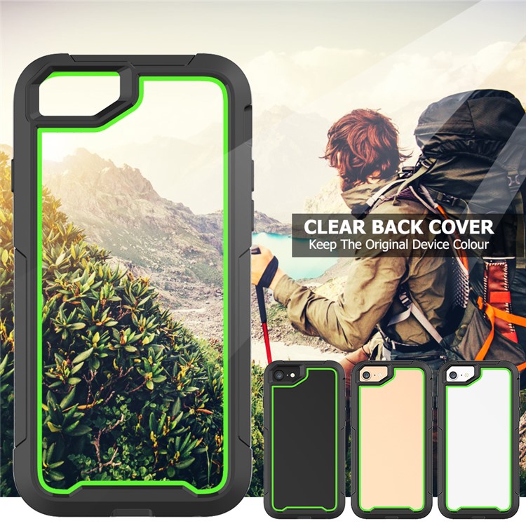 Non-slip TPU Bumper + PC + Acrylic Back Hybrid Case for iPhone 8/7/iPhone SE 2 (2020) - Green-4