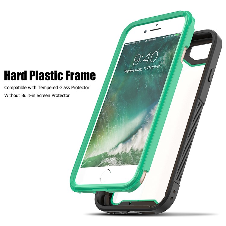 Non-slip TPU Bumper + PC + Acrylic Back Hybrid Case for iPhone 8/7/iPhone SE 2 (2020) - Cyan-3