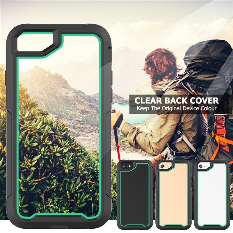 Non-slip TPU Bumper + PC + Acrylic Back Hybrid Case for iPhone 8/7/iPhone SE 2 (2020) - Cyan-4