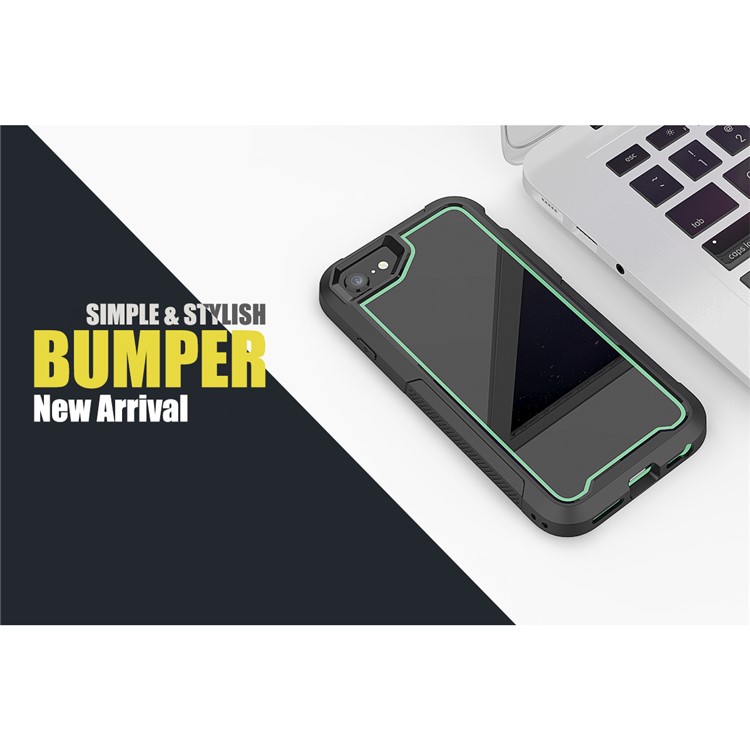 Non-slip TPU Bumper + PC + Acrylic Back Hybrid Case for iPhone 8/7/iPhone SE 2 (2020) - Cyan-6