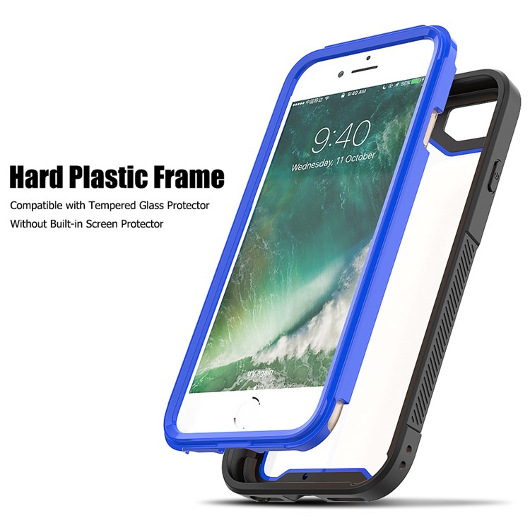 Non-slip TPU Bumper + PC + Acrylic Back Hybrid Case for iPhone 8/7/iPhone SE 2 (2020) - Blue-3