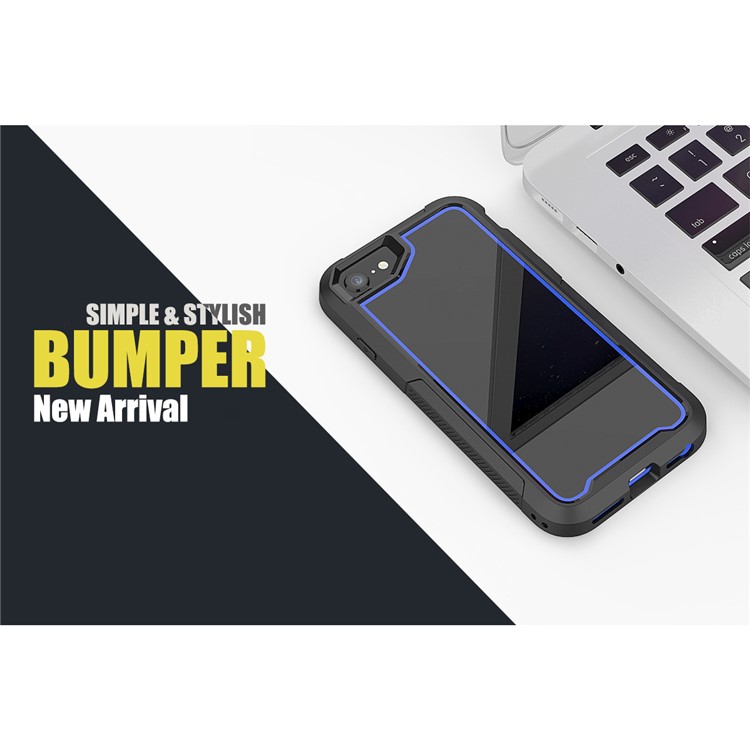 Non-slip TPU Bumper + PC + Acrylic Back Hybrid Case for iPhone 8/7/iPhone SE 2 (2020) - Blue-6