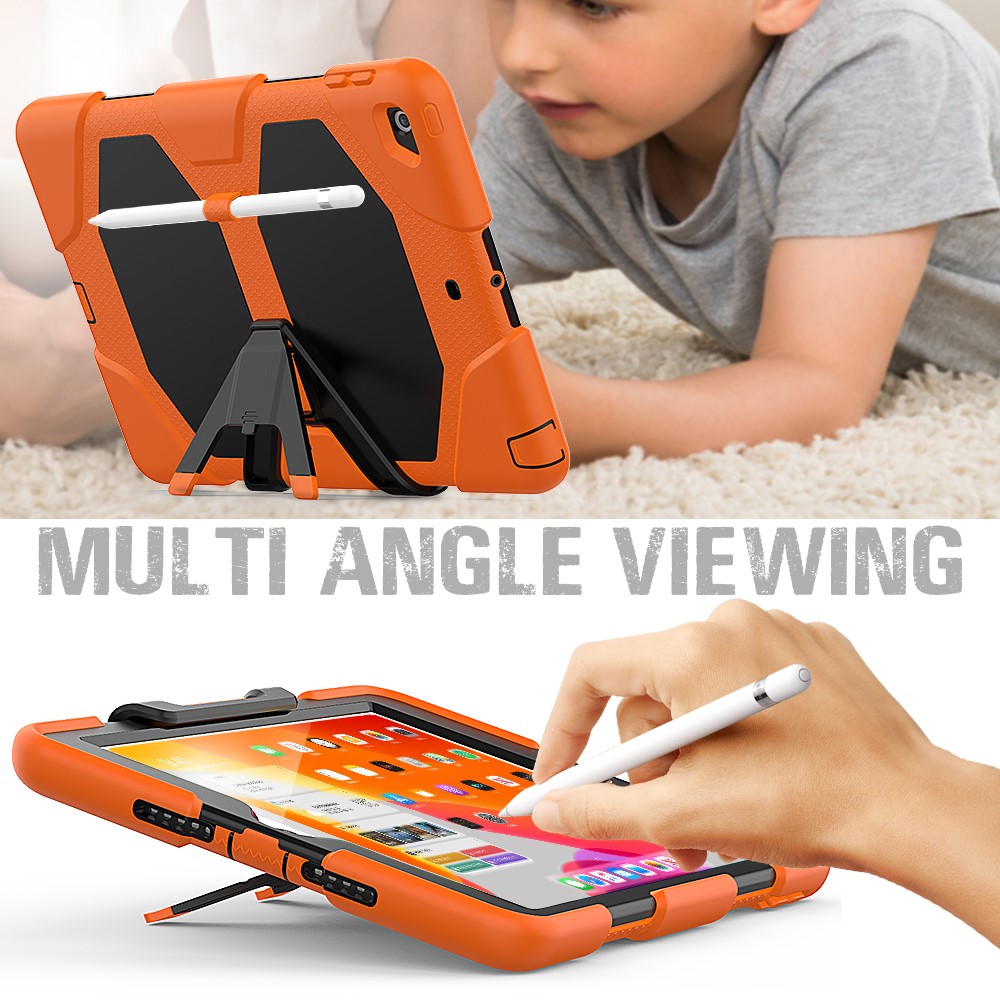 Shockproof Kickstand PC+Silicone Tablet Hybrid Case for Apple iPad 10.2 (2019) - Orange-5
