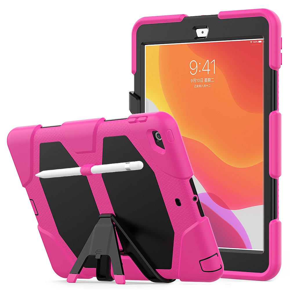 Shockproof Kickstand PC+Silicone Tablet Hybrid Case for Apple iPad 10.2 (2019) - Rose-1