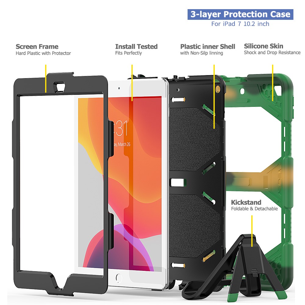 Case Hybride de Tablette en Silicone Pour L'ipad 10.2 (2020) / (2019) - Champagne-6