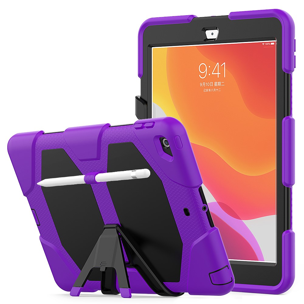 Shockproof Kickstand PC+Silicone Tablet Hybrid Case for Apple iPad 10.2 (2019) - Purple-1