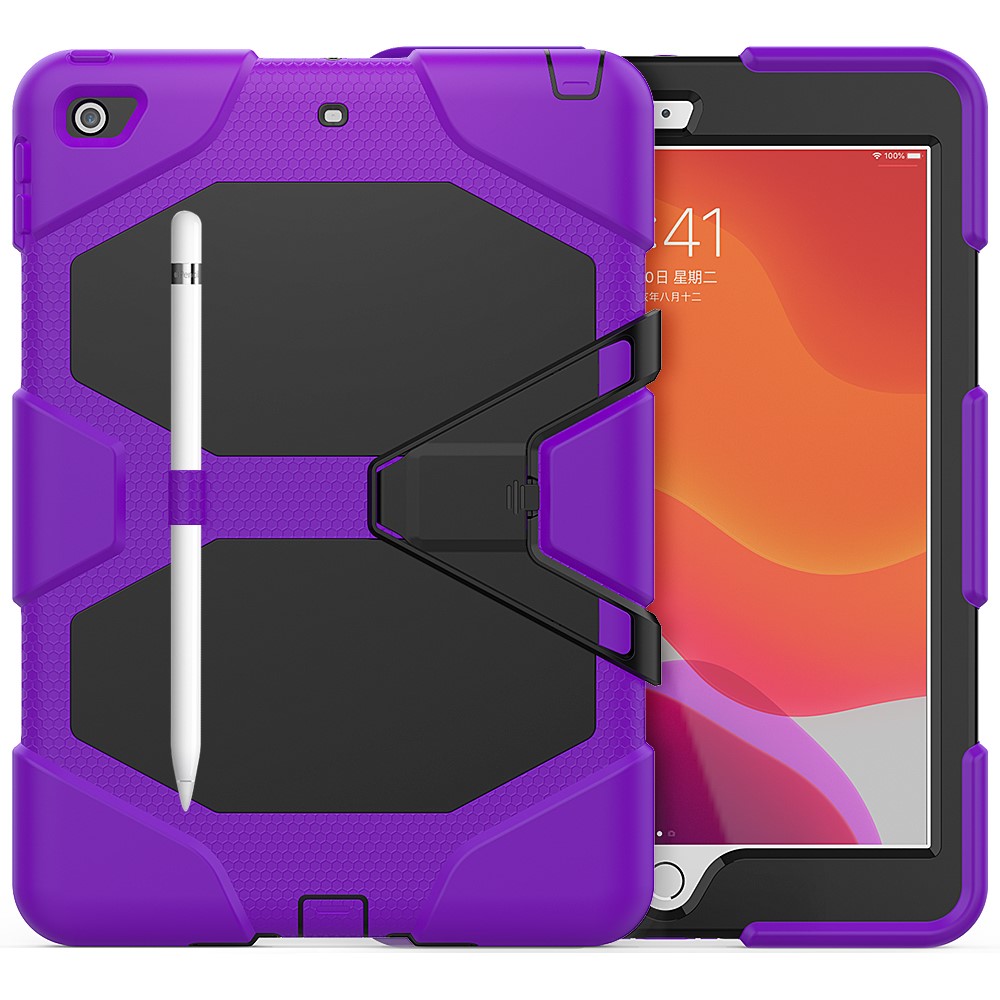 Shockproof Kickstand PC+Silicone Tablet Hybrid Case for Apple iPad 10.2 (2019) - Purple-2