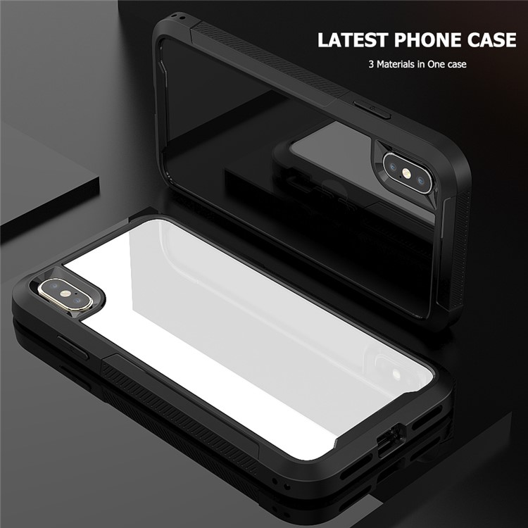 Яркий Цвет TPU Bumper + PC + Clear Acryle Back Phone Cover Shell Для Iphone X/XS 5,8 Дюйма - Черный-2