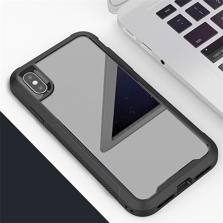 Vívido Color TPU Parachoques + PC + Cubierta De La Cáscara Teléfono Acrílico De Nuevo Claro Para Iphone X / XS 5,8 Pulgadas - Negro-5