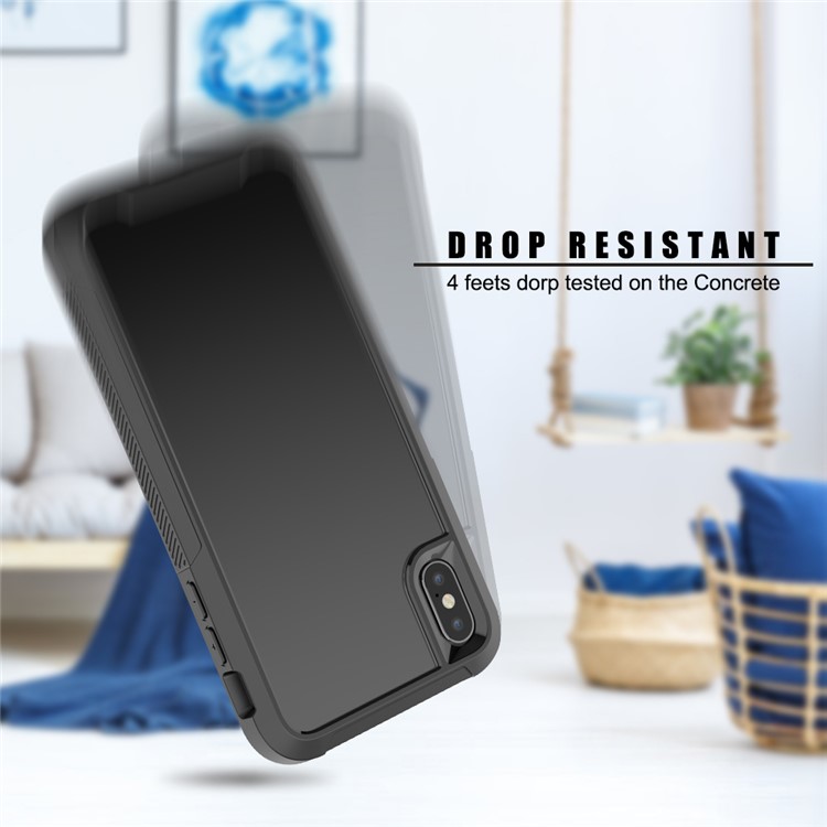 Bumper TPU de Couleur Vive + PC + Couverture du Shell de Téléphone à Dos Acrylique Pour Iphone x / xs 5,8 Pouces - le Noir-6