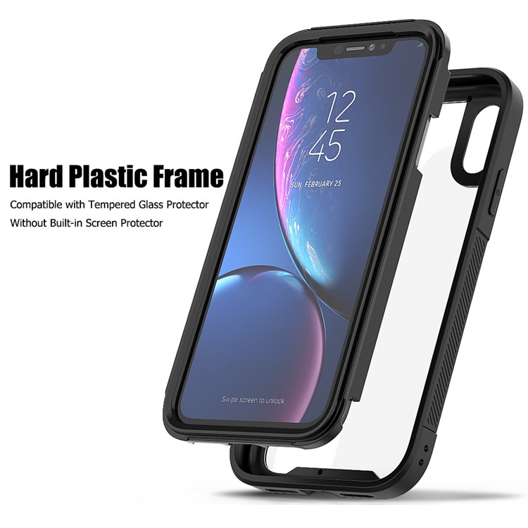 For iPhone XR 6.1 inch Vivid Color TPU Bumper + PC + Clear Acrylic Back Phone Case - Black-4