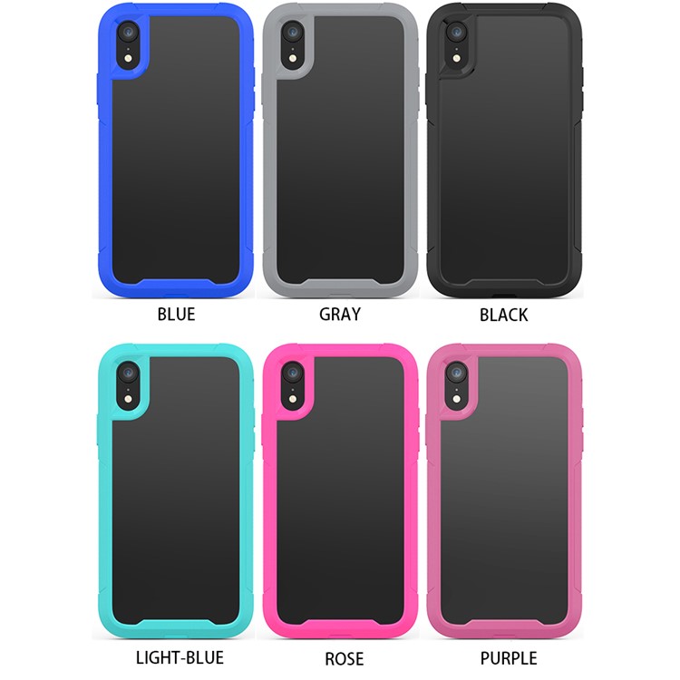 For iPhone XR 6.1 inch Vivid Color TPU Bumper + PC + Clear Acrylic Back Phone Case - Black-6