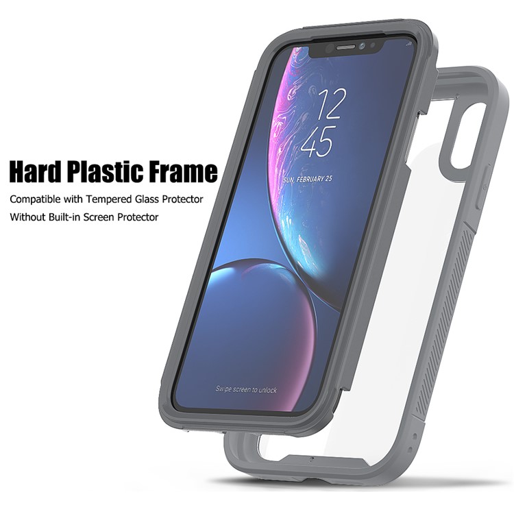 For iPhone XR 6.1 inch Vivid Color TPU Bumper + PC + Clear Acrylic Back Phone Case - Grey-4