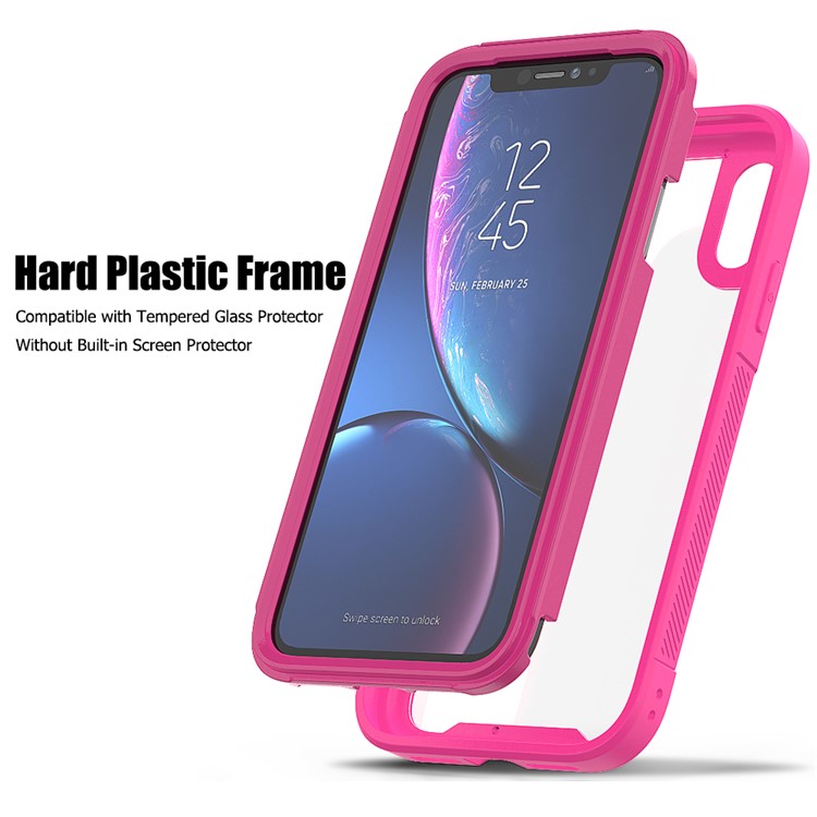 Pour Iphone XR 6,1 Pouces de Couleur Vive Tpu Pare-chocs + pc + Carion Acrylique de Téléphone - Rose-4