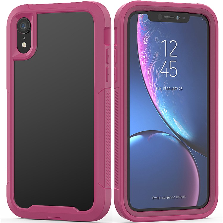 For iPhone XR 6.1 inch Vivid Color TPU Bumper + PC + Clear Acrylic Back Phone Case - Purple-1