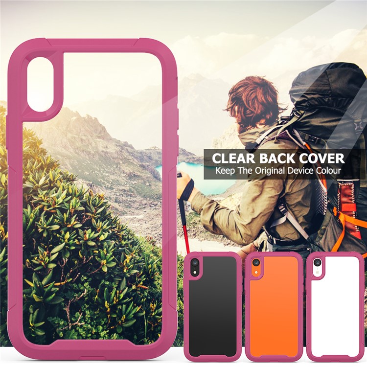 For iPhone XR 6.1 inch Vivid Color TPU Bumper + PC + Clear Acrylic Back Phone Case - Purple-2