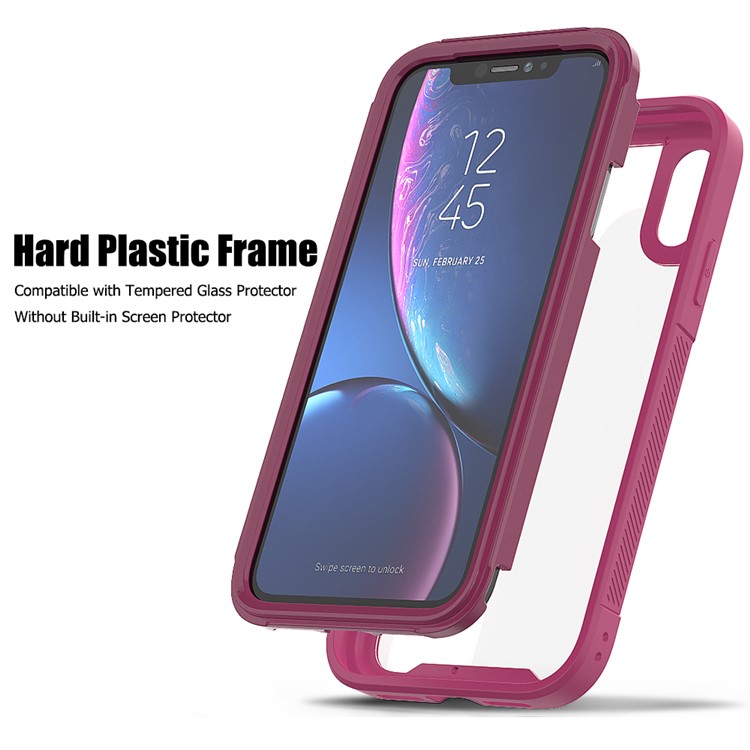 For iPhone XR 6.1 inch Vivid Color TPU Bumper + PC + Clear Acrylic Back Phone Case - Purple-4