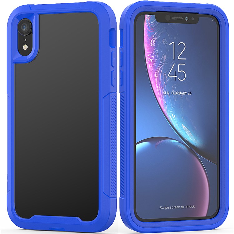 For iPhone XR 6.1 inch Vivid Color TPU Bumper + PC + Clear Acrylic Back Phone Case - Dark Blue-1