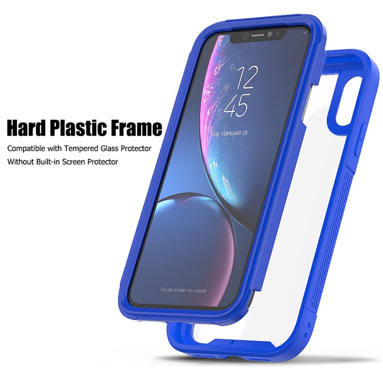 For iPhone XR 6.1 inch Vivid Color TPU Bumper + PC + Clear Acrylic Back Phone Case - Dark Blue-4