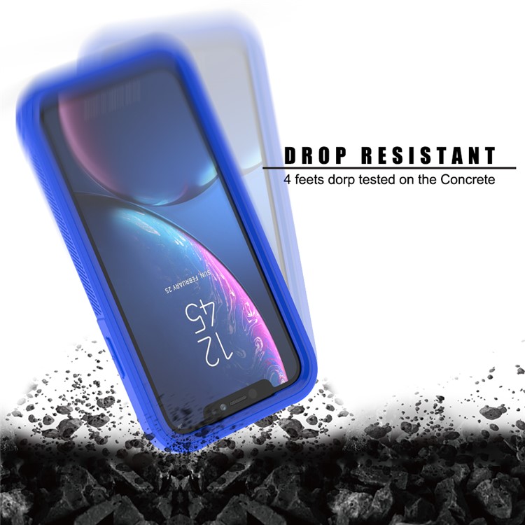 For iPhone XR 6.1 inch Vivid Color TPU Bumper + PC + Clear Acrylic Back Phone Case - Dark Blue-5