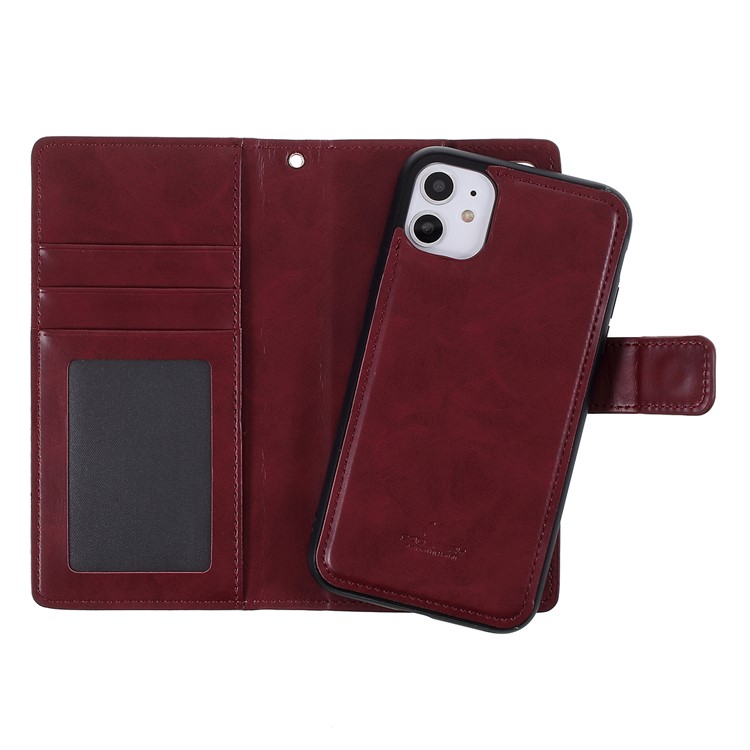 MERCURY GOOSPERY Amovible Pochette En Cuir 2-en-1 PU Couvercle Mobile Pour Iphone 11 6,1 Pouce - Rouge-5