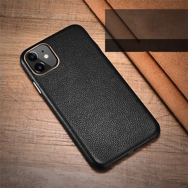 

XOOMZ Личи Зерна Натуральной Кожи Телефон Случае Для Iphone 11 6,1 Дюйма (2019) - Черный, iPhone 11 6.1 inch