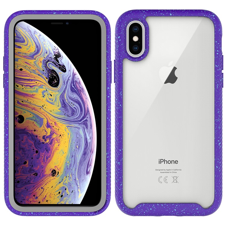 Starry Sky Pattern TPU Edge + PC + Acrylic Detachable Drop-resistant Phone Case iPhone XS/X 5.8-inch - Purple-1