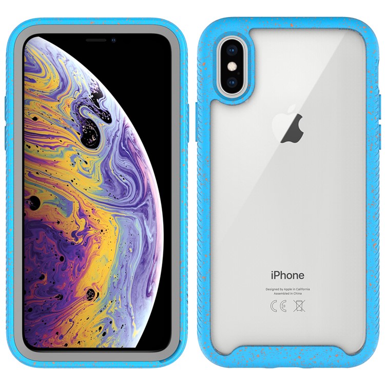 Starry Sky Pattern TPU Edge + PC + Acrylic Detachable Drop-resistant Phone Case iPhone XS/X 5.8-inch - Baby Blue-1