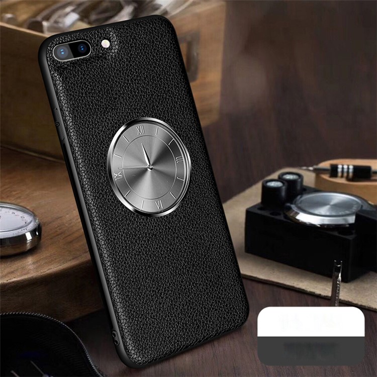 

Clock Decor Genuine Leather Coated TPU Back Case for iPhone 8 Plus/7 Plus 5.5 inch - Black, iPhone 7 Plus 5.5 inch