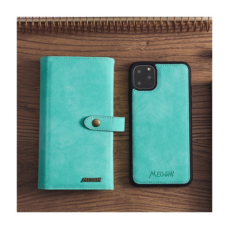 MEGSHI Business Style PC+ PU Leather + TPU Wallet Flip Case with Strap for iPhone 11 Pro Max 6.5 inch (2019) - Green-1