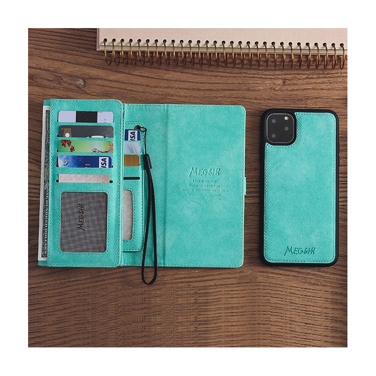 MEGSHI Business Style PC+ PU Leather + TPU Wallet Flip Case with Strap for iPhone 11 Pro Max 6.5 inch (2019) - Green-4