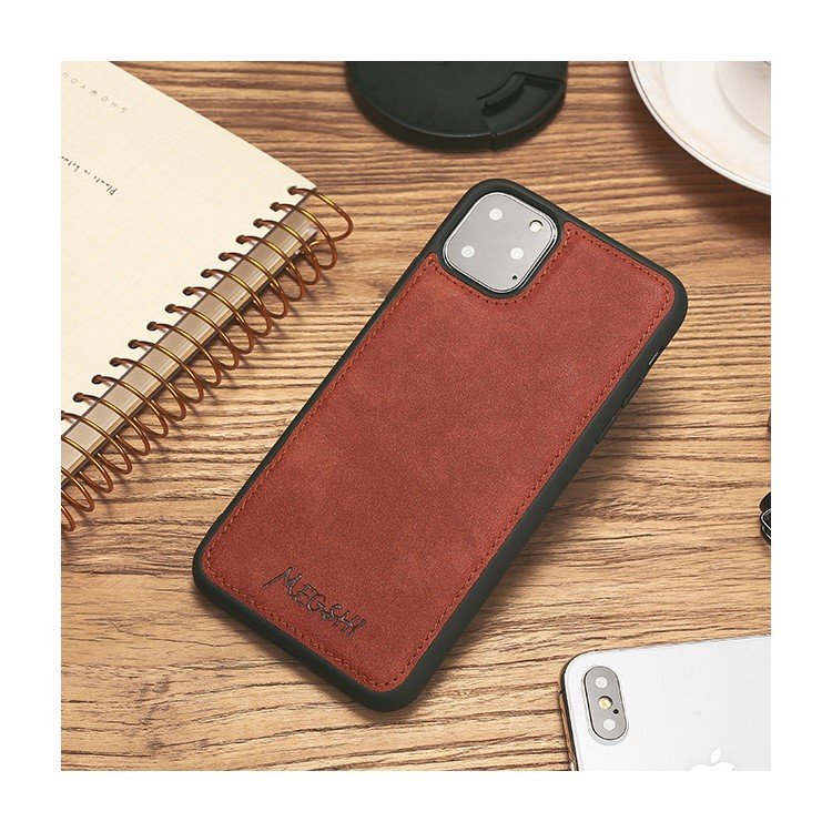MEGSHI Business Style PC+ PU Leather + TPU Wallet Flip Case with Strap for iPhone 11 Pro Max 6.5 inch (2019) - Brown-3