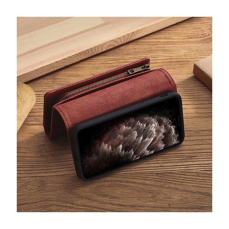 MEGSHI Business Style PC+ PU Leather + TPU Wallet Flip Case with Strap for iPhone 11 Pro Max 6.5 inch (2019) - Brown-8