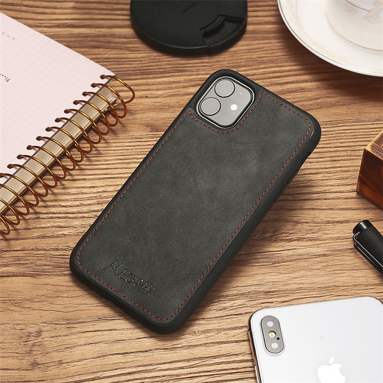 MEGSHI Business Style PC+ PU Leather + TPU Wallet Flip Case with Strap for iPhone 11 6.1 inch (2019) - Black-3