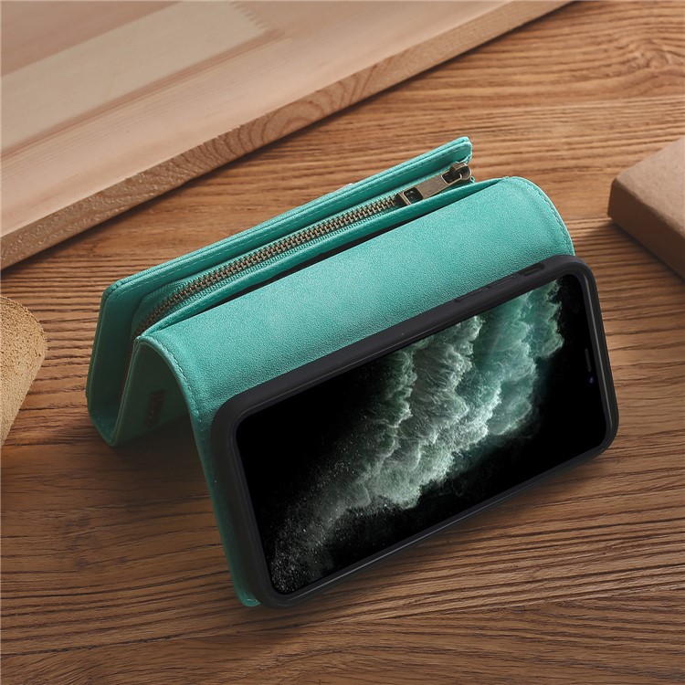 MEGSHI PC+ PU Leather + TPU Wallet Flip Business Shell with Strap for iPhone 11 Pro 5.8 inch (2019) - Green-9