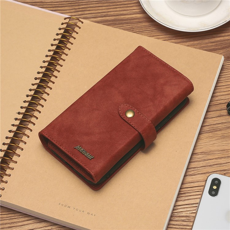 MEGSHI PC+ PU Leather + TPU Wallet Flip Business Shell with Strap for iPhone 11 Pro 5.8 inch (2019) - Brown-2