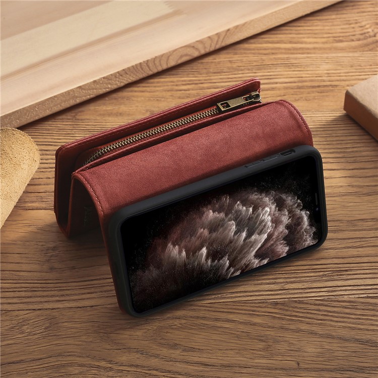 MEGSHI PC+ PU Leather + TPU Wallet Flip Business Shell with Strap for iPhone 11 Pro 5.8 inch (2019) - Brown-9