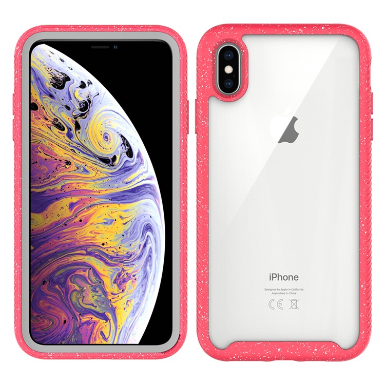 Anti-shock TPU + Plastic + Acrylic Hybrid Clear Back Case for iPhone XS Max 6.5 inch - Red-1