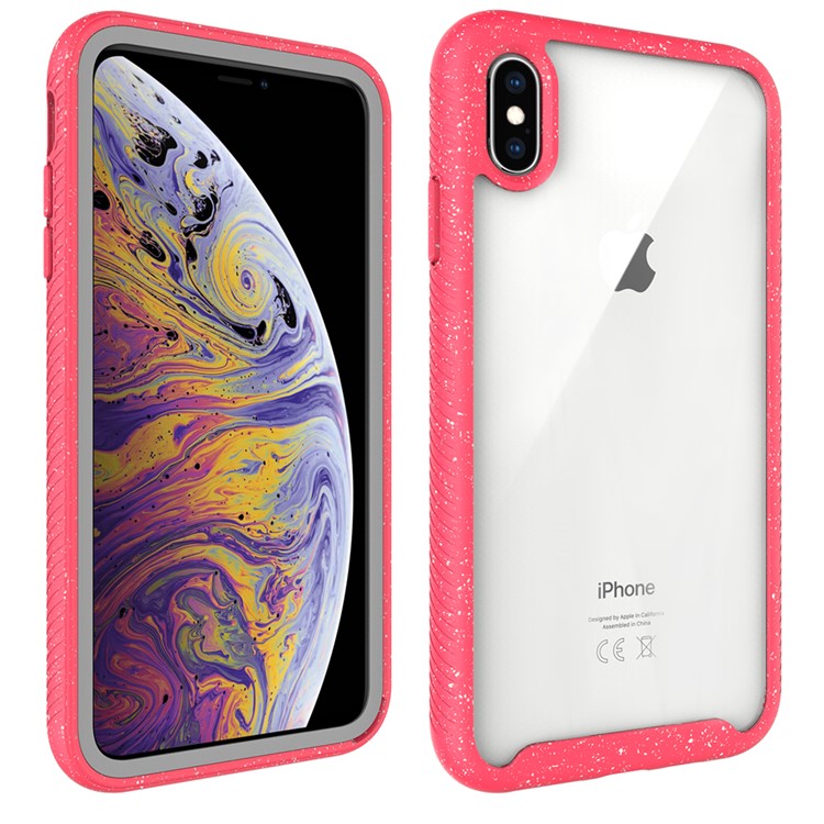 Anti-shock TPU + Plastic + Acrylic Hybrid Clear Back Case for iPhone XS Max 6.5 inch - Red-2