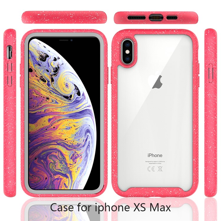 Anti-shock TPU + Plastic + Acrylic Hybrid Clear Back Case for iPhone XS Max 6.5 inch - Red-3