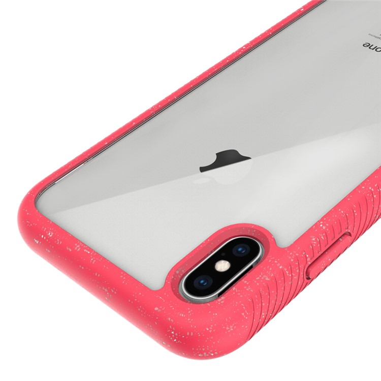 Anti-shock TPU + Plastic + Acrylic Hybrid Clear Back Case for iPhone XS Max 6.5 inch - Red-5