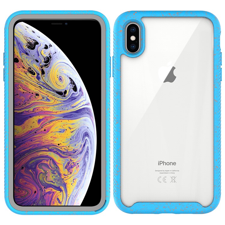 Anti-shock TPU + Plastic + Acrylic Hybrid Clear Back Case for iPhone XS Max 6.5 inch - Baby Blue-1