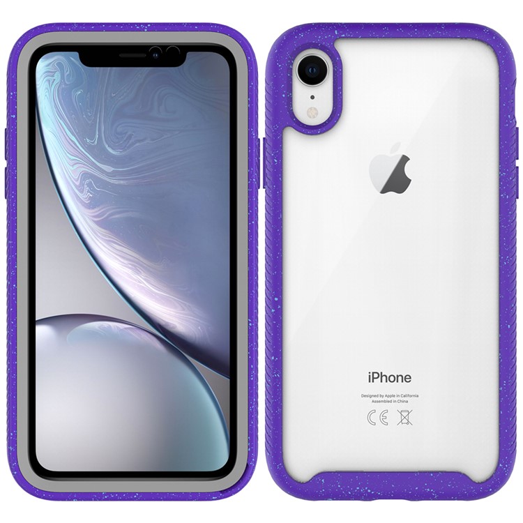 Anti-shock TPU + Plastic + Acrylic Hybrid Clear Back Phone Case for iPhone XR 6.1 inch - Purple-1