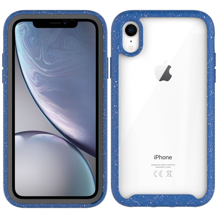 Anti-shock TPU + Plastic + Acrylic Hybrid Clear Back Phone Case for iPhone XR 6.1 inch - Dark Blue-1