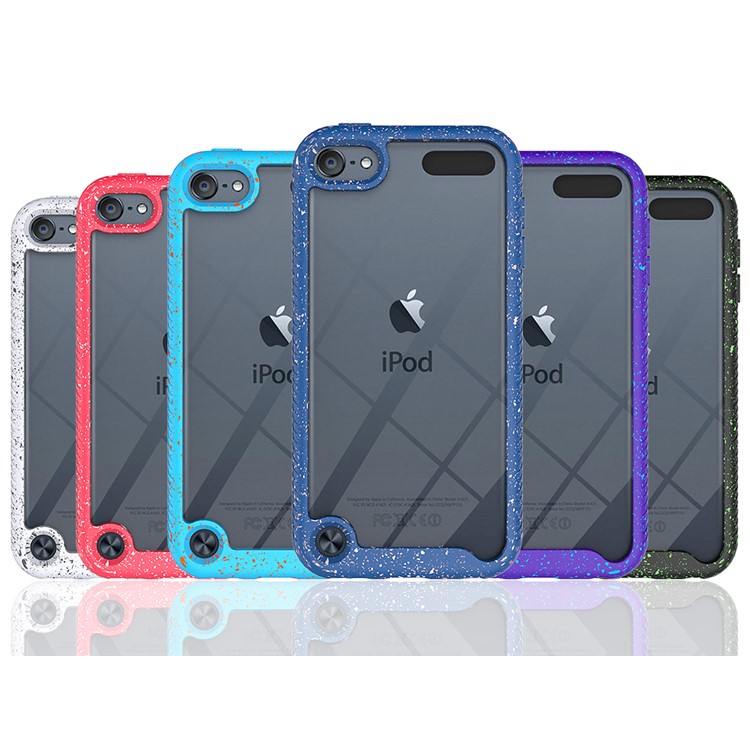 TPU Anti-shock + Plástico + Híbrido Acrílico Shell Traseiro Transparente Para Ipod Touch 5/6/7 - Azul Escuro-8