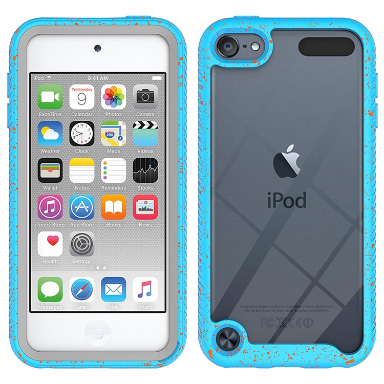 Anti-shock TPU + Plastic + Acrylic Hybrid Clear Back Shell for iPod Touch 5/6/7 - Baby Blue-1