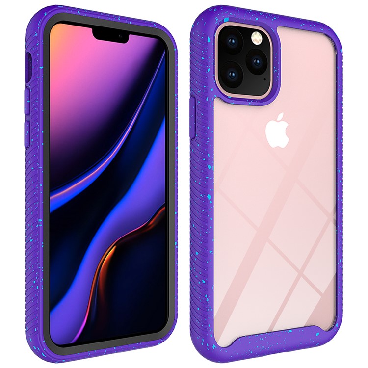 Anti-shock TPU + Plastic + Acrylic Hybrid Clear Back Cover for iPhone 11 Pro 5.8 inch - Purple-3