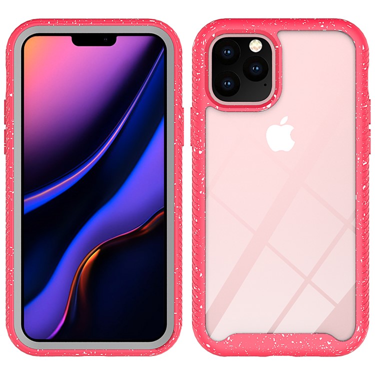 Anti-shock TPU + Plastic + Acrylic Hybrid Clear Back Cover for iPhone 11 Pro 5.8 inch - Red-1