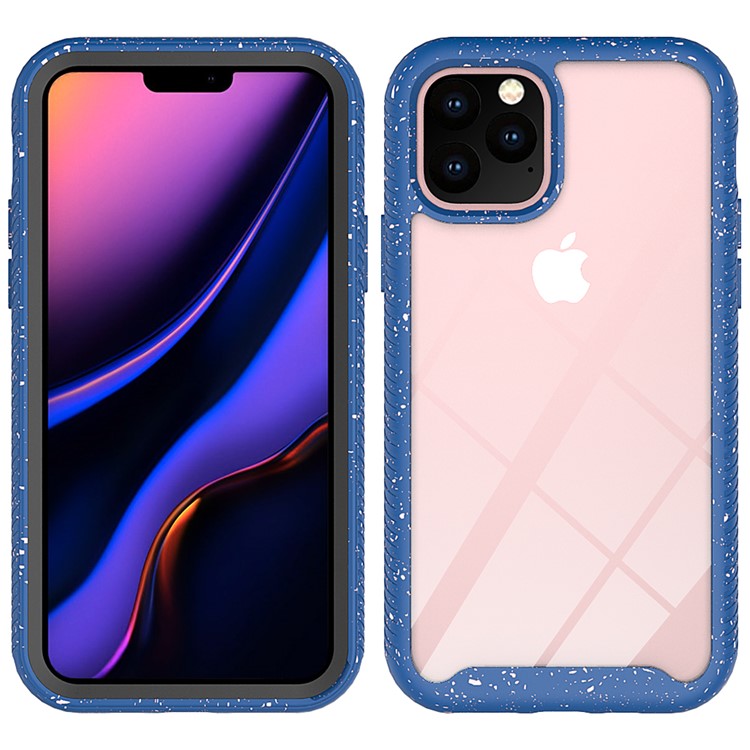 Anti-shock TPU + Plastic + Acrylic Hybrid Clear Back Cover for iPhone 11 Pro 5.8 inch - Dark Blue-1